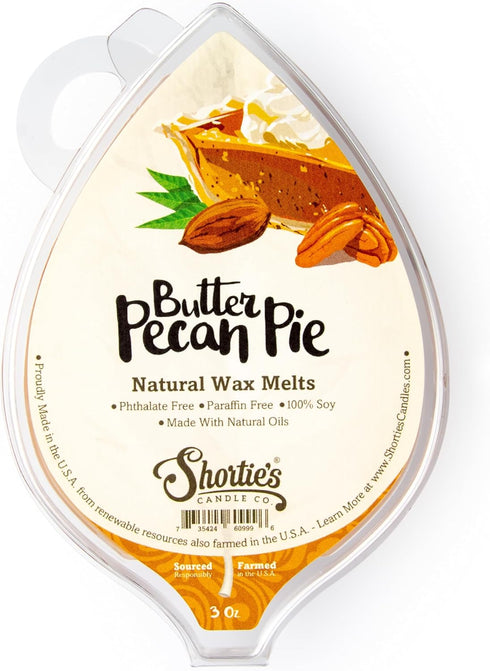 Shortie's Candle Company Butter Pecan Pie Natural Soy Wax Melts - 1 Highly Scented 3 Oz. Bar