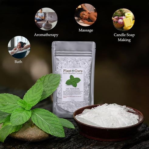 Menthol Crystals 8 oz - 100% Pure Natural USP Food Grade for Cosmetics, Salves, Balms, Soap Making
