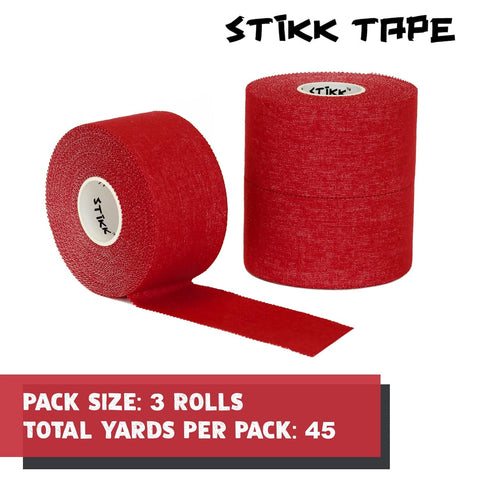 STIKK 3pk Red Athletic Tape - 1.5 inch x 15 Yards, Athletic Tape for Stabilizing Muscles and Joints, Training Supplies