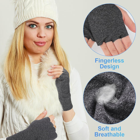 6 Pairs Fingerless Stress Relief Gloves, Lightweight Arthritis Gloves for Women and Men, Crocheting Craft