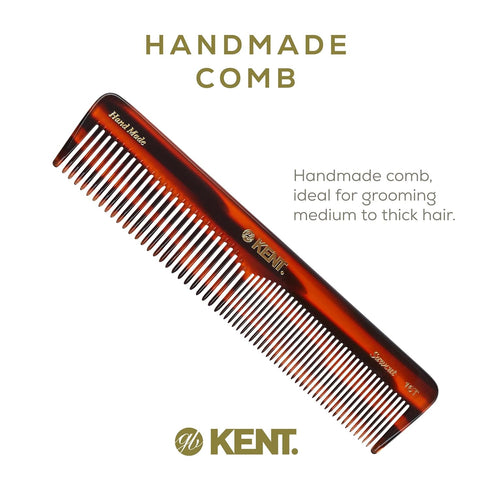 Kent 16T Tortoise Fine Tooth and Wide Tooth Comb for Daily Grooming, Saw Cut Hand Polished, Made in England