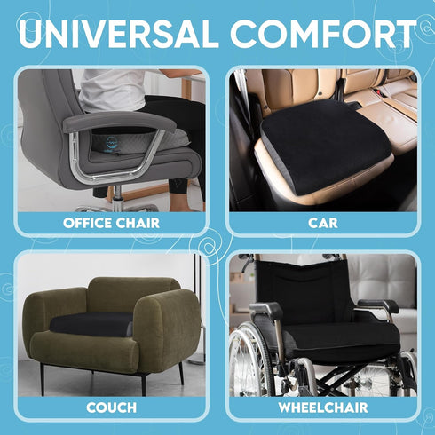 Extra Large Memory Foam Seat Cushion for Office Chair, Wheelchair, Floor Pillow, Back Pain Relief, Plush Velvet