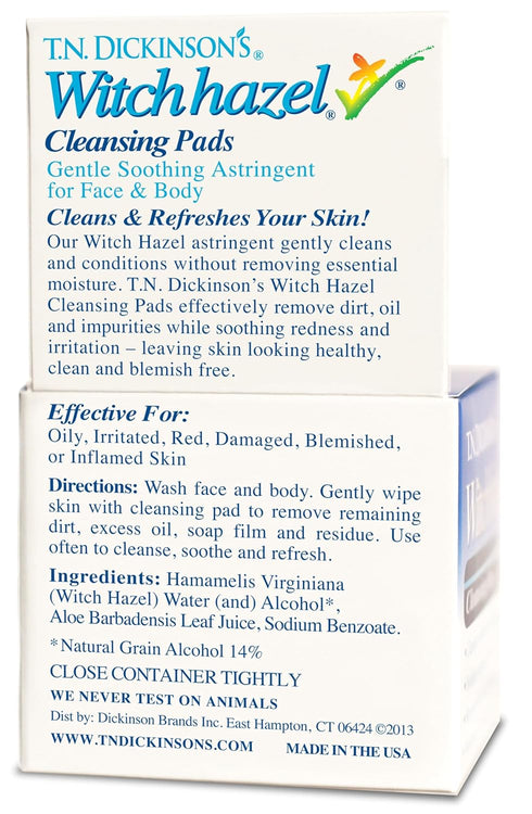T.N. Dickinson's Cleansing Pads, Witch Hazel, 60 Count