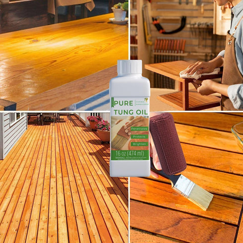 Godora 2pcs 16OZ Waterproof Tung Oil for Wood Finishing with Towel, 100% Natural for Indoor and Outdoor Use
