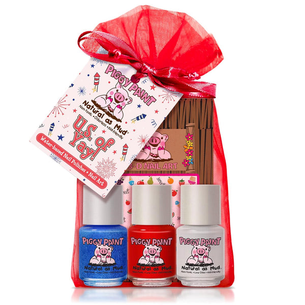 PIGGY PAINT 100% Non-toxic Girls Nail Polish - Safe, Chemical Free, Low Odor for Kids, U.S. of YAY!
