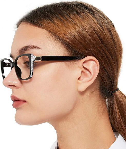 OCCI CHIARI Women Vintage Reader Glasses - 0.100.150.200.250.300.350.400.500.600 (Black, 1.5)
