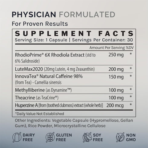 Focus Complete Nootropic - 30 Capsules (30 Day Supply) for Memory, Cognitive Function, and Vision Support