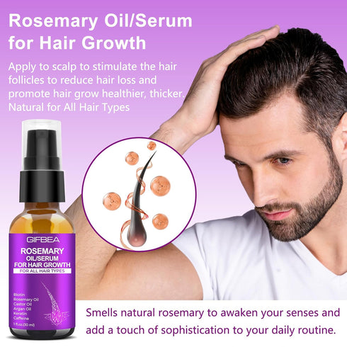 Rosemary Oil Hair Growth Serum with Rosemary Water & Rice Water Spray for Hair Regrowth Treatments