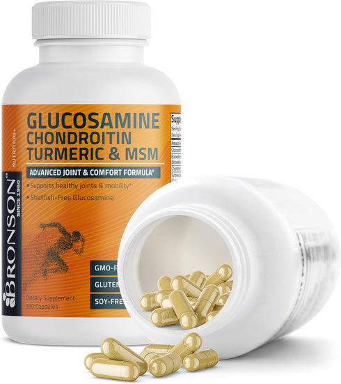 Bronson Glucosamine Chondroitin Turmeric & MSM - Advanced Joint & Cartilage Formula, Supports Healthy Joints, 360
