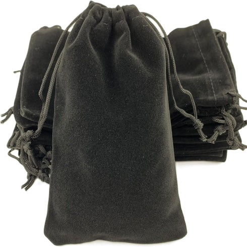 AEAOA Gift Bags, Pack of 25 Pieces, 6" X 4" Velvet Drawstring Jewelry Pouches for Treats and Favors (Black)
