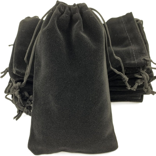 AEAOA Gift Bags, Pack of 25 Pieces, 6" X 4" Velvet Drawstring Jewelry Pouches for Treats and Favors (Black)