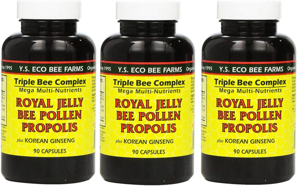 YS Eco Bee Farms Y.S. Eco Bee Farms, (3 Pack) Royal Jelly, Bee Pollen, Propolis, Plus