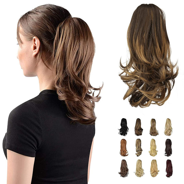 SOFEIYAN 13" Ponytail Extension, Long Curly Clip in Claw Hair Extension for Women, Natural Looking Synthetic Hairpiece