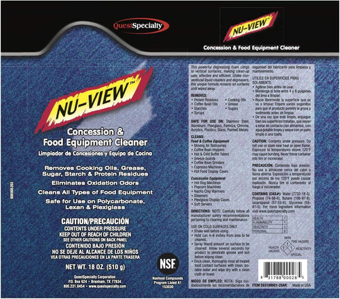 Questspecialty Corporation 18 OZ NU-View Concession & Food Equipment & Multi-Purpose Cleaner, Removes Cooking Oil