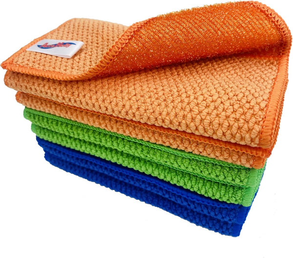 15 Pack Microfiber Scrub Dish Cleaning Cloths, Non-Scratch, Multi-use for Kitchen Household, Machine Washable