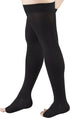 Truform 30-40 mmHg Compression Stockings, Thigh High Length, Open Toe, Black, Medium