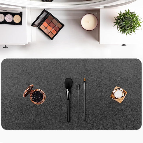 Makeup Mat for Vanity, Waterproof Oil-Proof Dust-Resistant Desk Protection, Ideal for Makeup Tables (15.7"X23.6", Black)