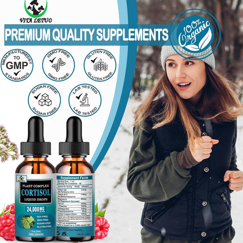 Vita letuo 19-in-1 Cortisol Supplement for Women - Liquid Cortisol Supplement w/Ashwagandha Magnesium L-theanine