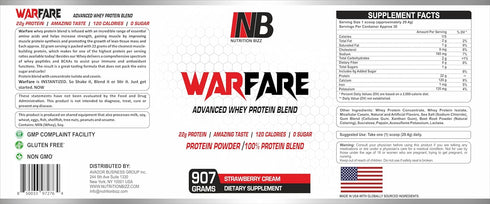 Warfare 2 lbs Advanced Whey Protein Blend, 22g Protein per Serving, Amazing Flavors (Strawberry Cream, 2 lbs)