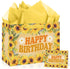 Wauprant Large Sunflower Birthday Gift Bag for Girls Women Yellow Floral Happy Birthday