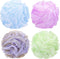 Tbestmax 4 Pack Bath Sponge Pouf Shower Loofah Body Scrubber, 60g/Piece - 4 Colors