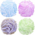 Tbestmax 4 Pack Bath Sponge Pouf Shower Loofah Body Scrubber, 60g/Piece - 4 Colors