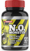 N.O. Monster Nitric Oxide Booster with L-Arginine – Extreme Pumps for Strength, 120 Capsules, Made in USA