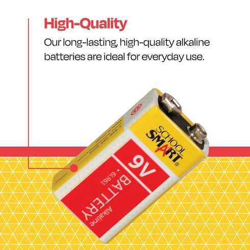 School Smart Alkaline Batteries, 9V, 595624