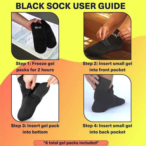 Relief Genius Cold Therapy Socks & Hand Ice Pack Gloves, Cold Care Package for Chemotherapy Neuropathy, Large Black