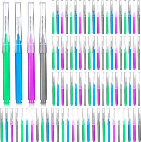 100 Pieces Interdental Brush Toothpick Dental Hygiene Flosser Cleaners for Oral Tooth Cleaning Tool (Attractive Colors)
