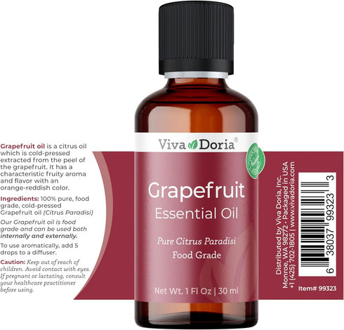 Viva Doria Grapefruit Essential Oil - 100% Pure Natural Undiluted for Aromatherapy | Food Grade, 30 mL