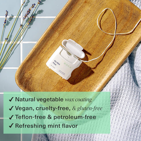 Boka Ela Mint Woven Dental Floss, 30 Yards of Teflon-Free Waxed Floss, Plant-Based Vegetable Wax (Pack of 1)