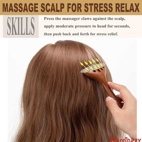 Set 3 of Wooden Scalp Massagers - Relaxing Sandalwood Foot and Scalp Tools