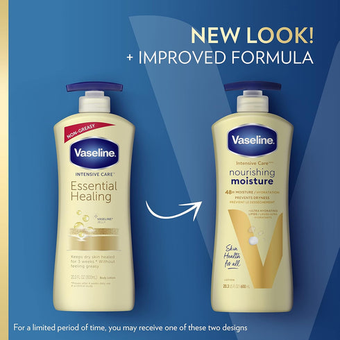 Vaseline Intensive Care Nourishing Moisture Body Lotion for Dry Skin, Ultra-Hydrating Lipids + Pure Oat Extract, 20.3