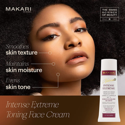 Makari Naturalle Intense Extreme Brightening Face Cream (1.7 oz) | Anti-Aging and Brightening Treatment for Acne Scars, Stretch Marks and Wrinkles | Moisturizer for Dry Skin with Shea Butter and SPF 16
