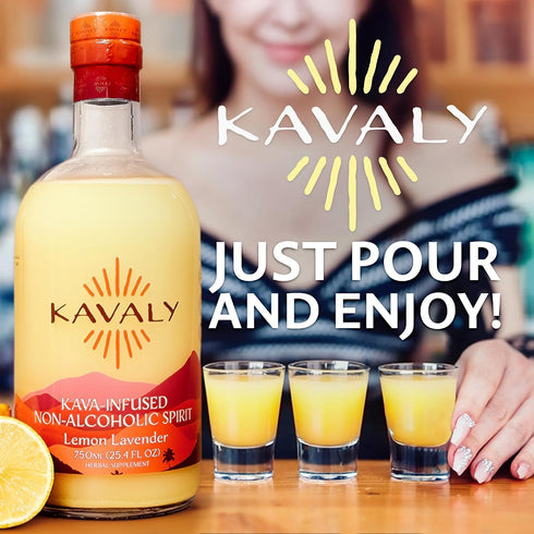 Kavaly 750 ml Non Alcoholic Kava Drink, Premium Alcohol Free Kava Infused Spirit for Social Rituals and Mocktails