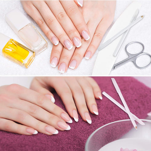 Maitys 10 Pieces White Nail Pencil, 2-in-1 Whitening French Manicure Tool with Cuticle Pusher for DIY Art