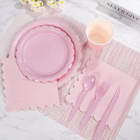 175 Pcs Pink Paper Plates and Napkins - 25 Guest Light Pink Party Supplies for Baby Shower & Birthday