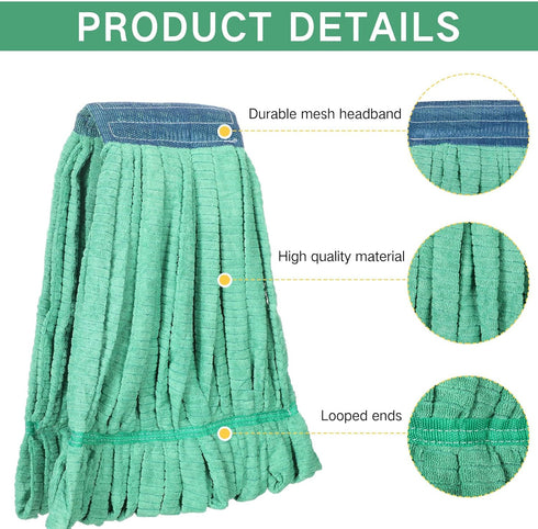 2 Pcs Commercial Mop Head Replacement, 18 Oz Tube Microfiber Mop Heads for Floor Cleaning