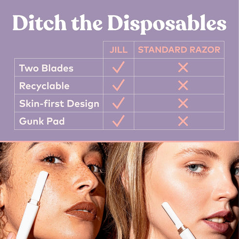 Jill Shave Set Refill for Women, Skin First Blades for Dermaplane Hair Removal - 4 Sets, 8 Blades