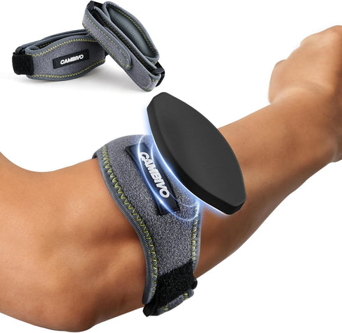 CAMBIVO 2 Pack Tennis Elbow Brace for Men & Women, Adjustable Elbow Strap with Compression Pad for Pain Relief (Dark