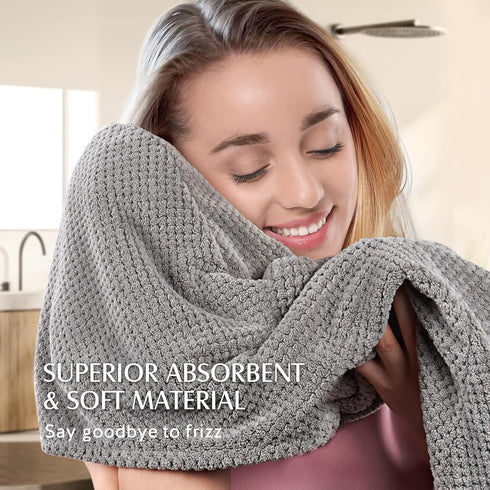 YFONG 3 Pack Large Microfiber Hair Towel Wrap, 30" x 10" Quick Dry Hair Towels for Women, Super Absorbent