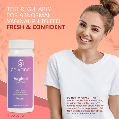 Pelvana Vaginal pH Balance for Women 50 Test Strips | BV Test Strips for Monitoring Feminine Health