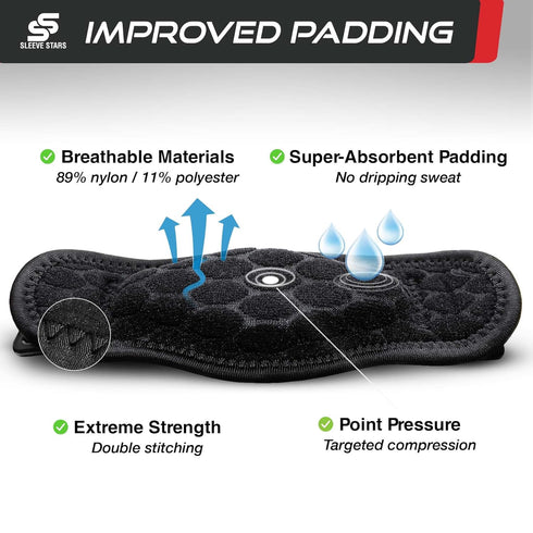 Sleeve Stars Elbow Brace for Men & Women, Tendonitis & Golfers Elbow Support with 3 Straps for Pain Relief, Black