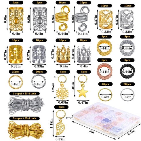 Jollidecor 259PCS Hair Jewelry Accessories for Women, Braids and Dreadlock Adornments with Gold Beads