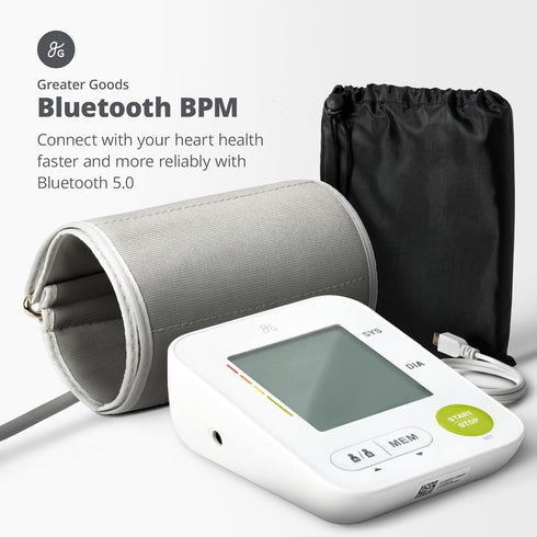 Bluetooth Blood Pressure Monitor by Greater Goods, Upper Arm BP Machine with Wide Range Cuff