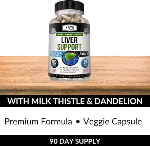 Kaya Naturals Liver Support Capsules | Detox Cleanse Supplements with Milk Thistle, Dandelion Root & Artichoke Extract