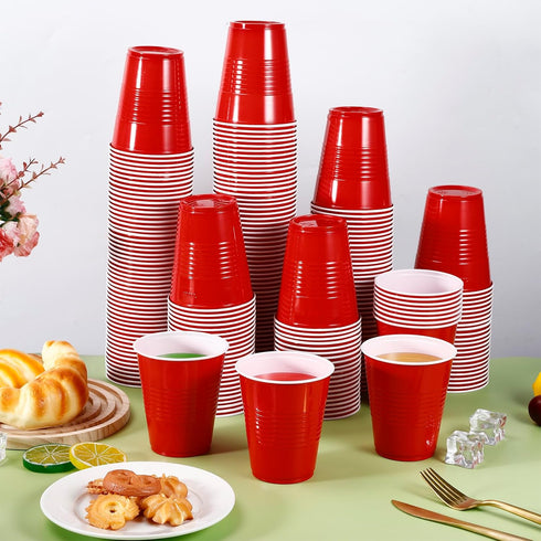 PLMMOUT 240 Pack Cups,12 oz Red Plastic Shot Cups, Disposable Party Cup, Red Plastic Drinking Cup for Wedding Picnics