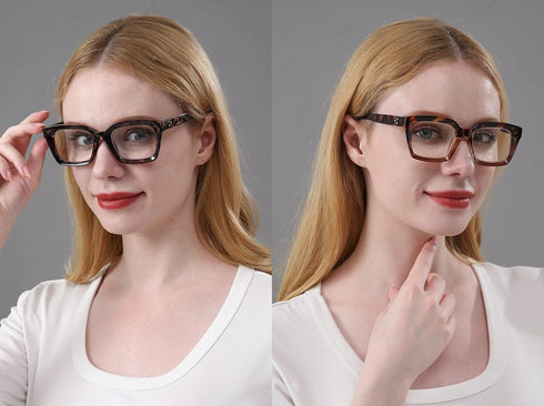 REAVEE 4 Pack Oprah Style Oversized Reading Glasses, Blue Light Blocking, Retro Stylish Square Readers 1.5x