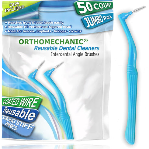 Interdental Brush Angle Cleaners, Jumbo Pack of 50 Brushes, Standard, Remove Plaque